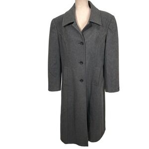 Stephanie Mathews Overcoat Womens 16 Missy Charcoal‎ Gray Wool Long Coat  VTG
